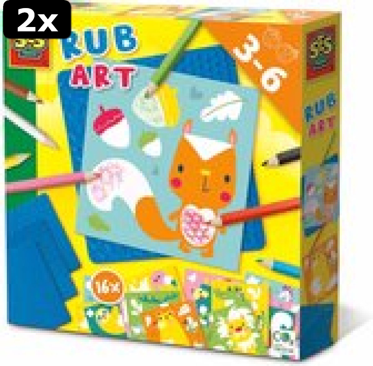 2x SES - Rub art | 16 kleurplaten | Incl. 8 kleurpotloden